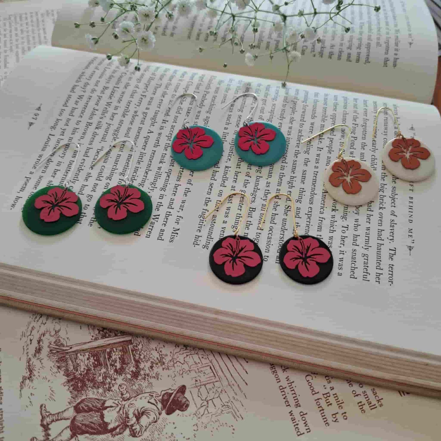 Hibiscus Drop Earrings