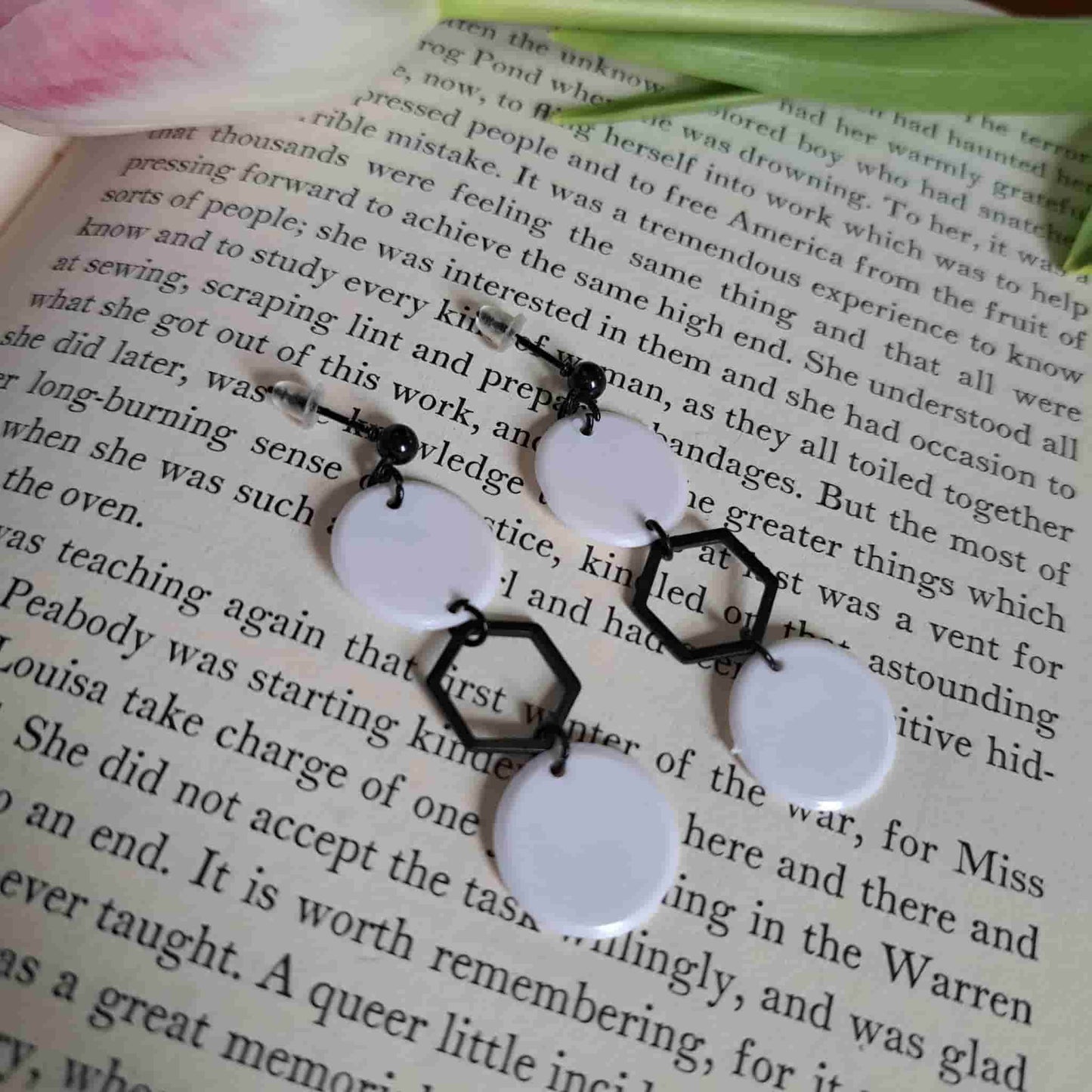 Triple Drop Hexagon Earrings