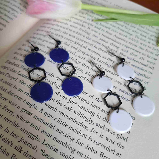 Triple Drop Hexagon Earrings