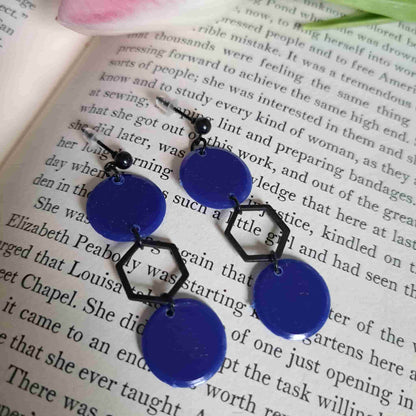 Triple Drop Hexagon Earrings