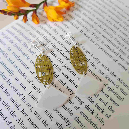 Crosshatch Charm Segment Earrings