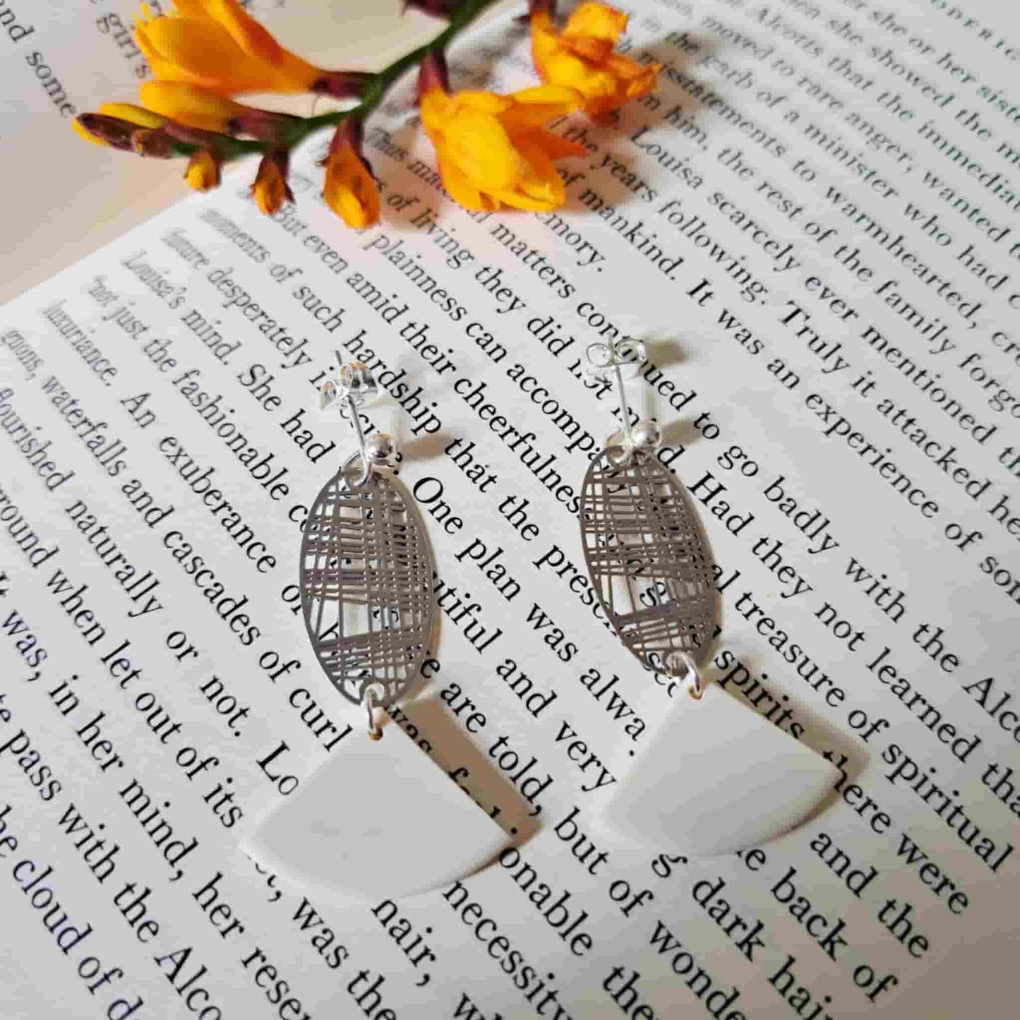 Crosshatch Charm Segment Earrings