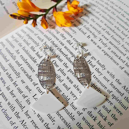 Crosshatch Charm Segment Earrings