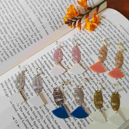 Crosshatch Charm Segment Earrings