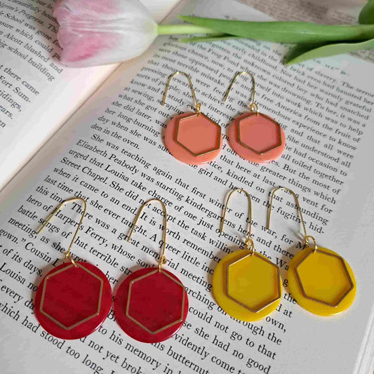 Hexagonal Drop Earrings